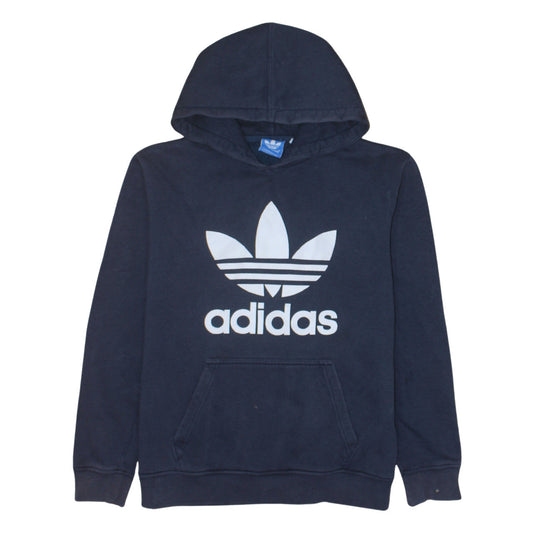 Adidas Mens Blue Pullover Hoodie S Graphic Trefoil Sweatshirt