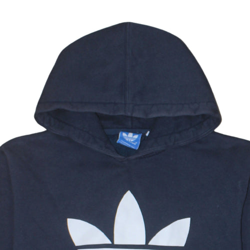 Adidas Mens Blue Pullover Hoodie S Graphic Trefoil Sweatshirt