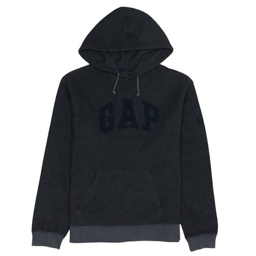 GAP Mens Grey Pullover Hoodie S Fleece Logo Hooded Sweatshirt