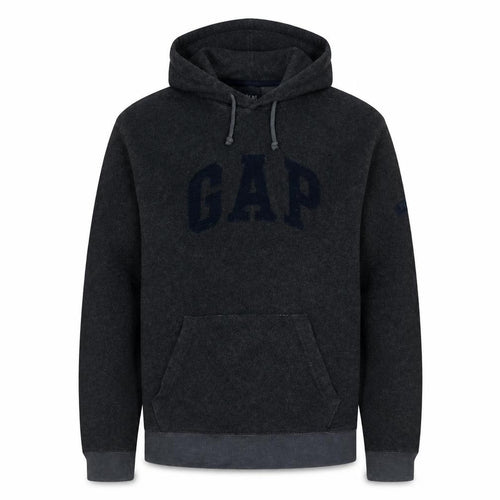 GAP Mens Grey Pullover Hoodie S Fleece Logo Hooded Sweatshirt