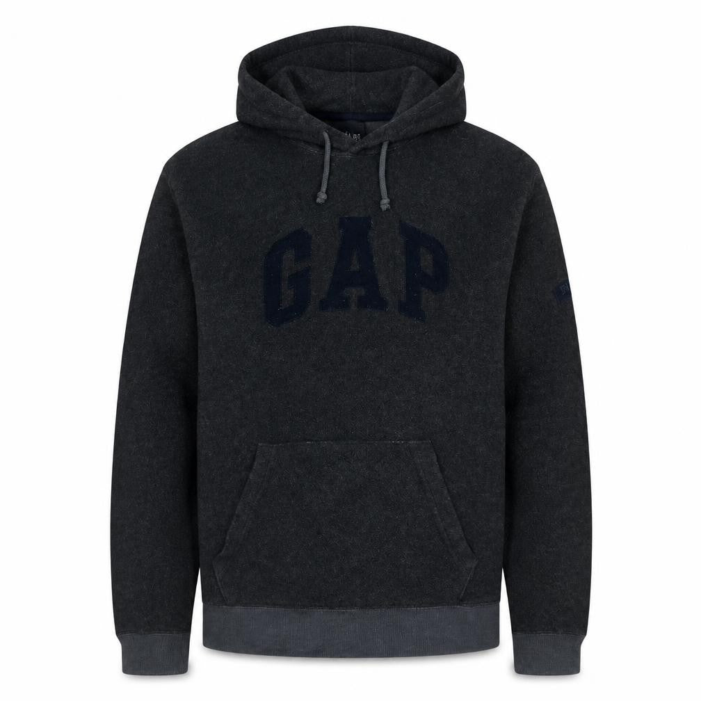 GAP Mens Grey Pullover Hoodie S Fleece Logo Hooded Sweatshirt