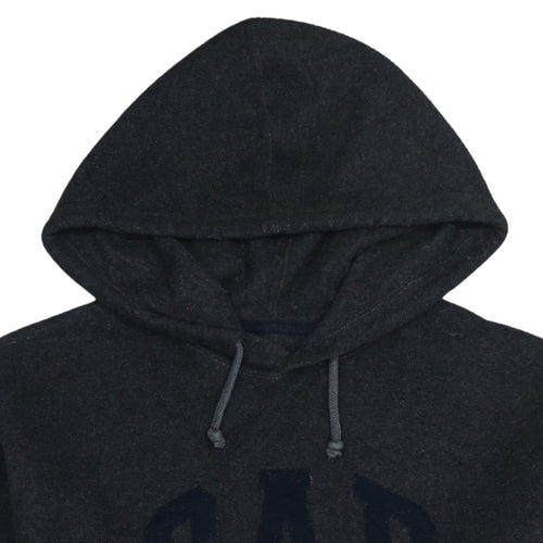 GAP Mens Grey Pullover Hoodie S Fleece Logo Hooded Sweatshirt