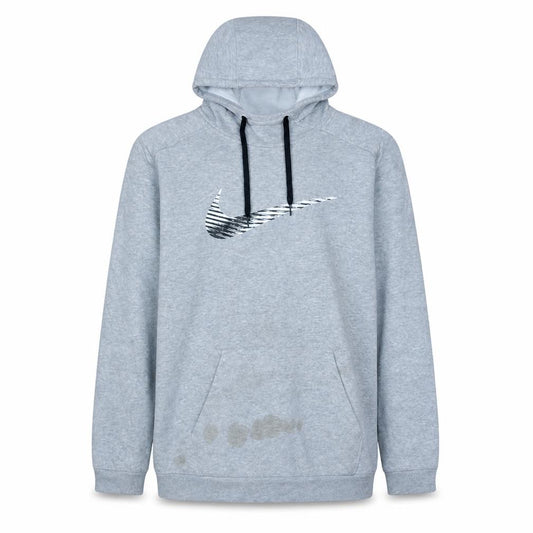 Front view of Nike Men's Grey Dri-FIT Pullover Hoodie L Sportswear