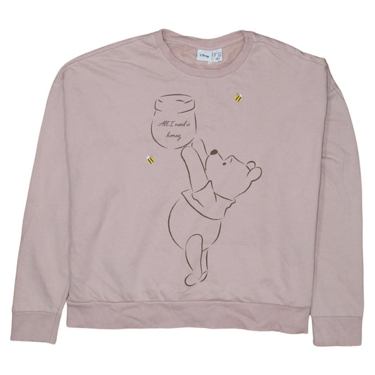 Disney Women Pink Winnie the Pooh Pullover Sweatshirt L 14/16