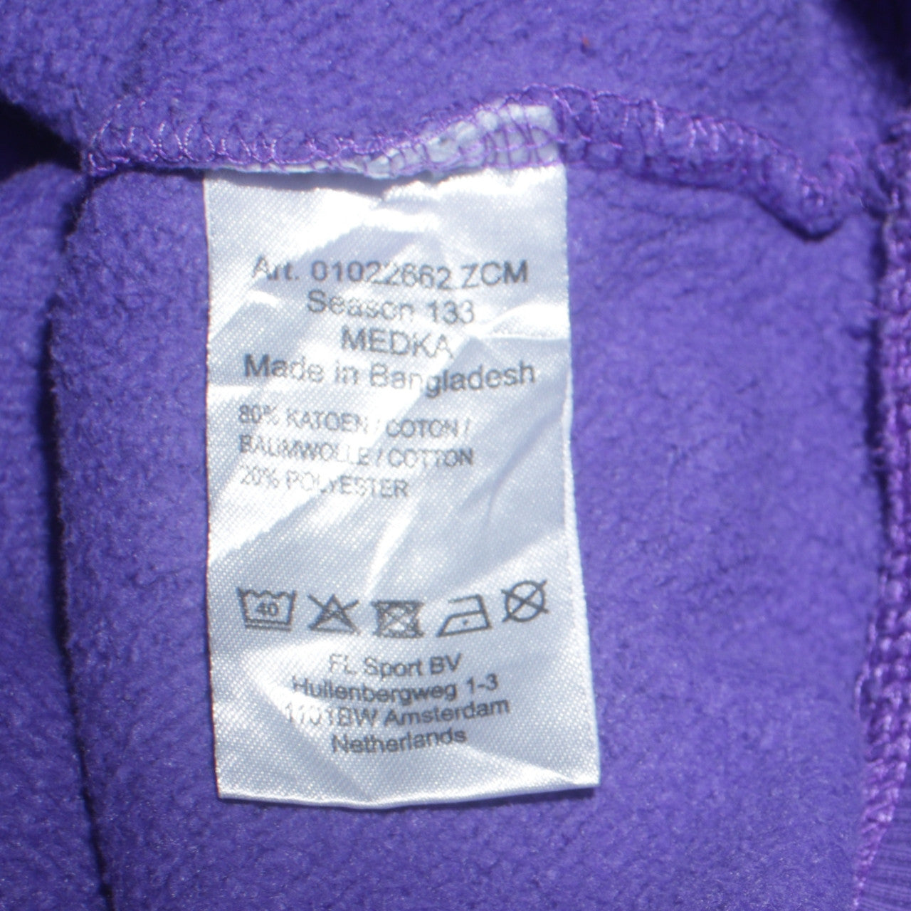 Le Coq Sportif Men’s Purple Pullover Hoodie L Logo Graphic Fleece