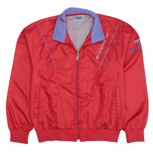 ASICS Women Red Track Jacket Size 10 Lightweight Zip Sports Top
