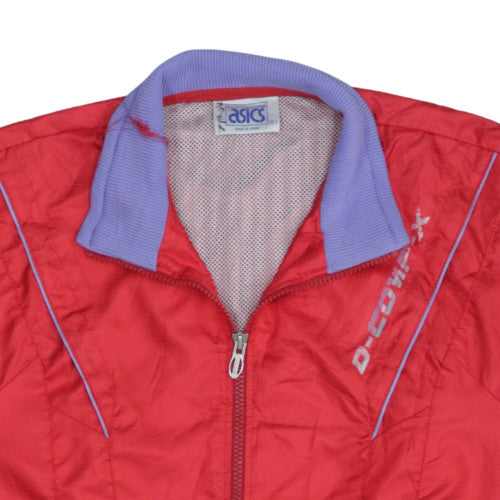 ASICS Women Red Track Jacket Size 10 Lightweight Zip Sports Top