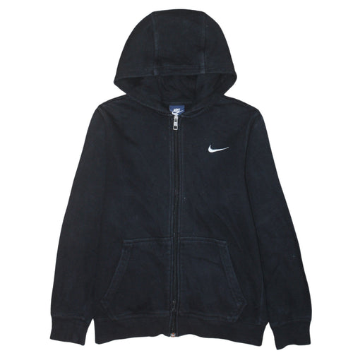 Nike Boys Black Full Zip Hoodie 12-13 Years Lined Cotton Blend Sportswear