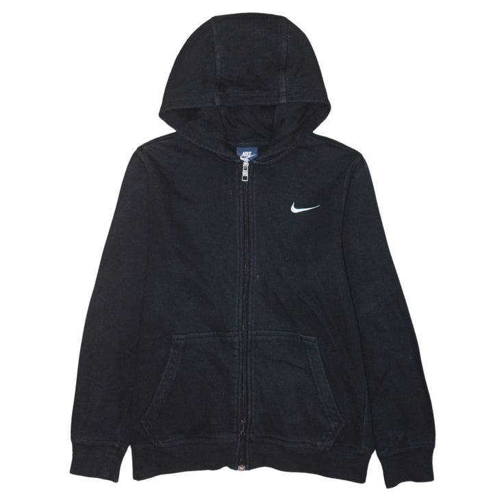 Nike Boys Black Full Zip Hoodie 12-13 Years Lined Cotton Blend Sportswear