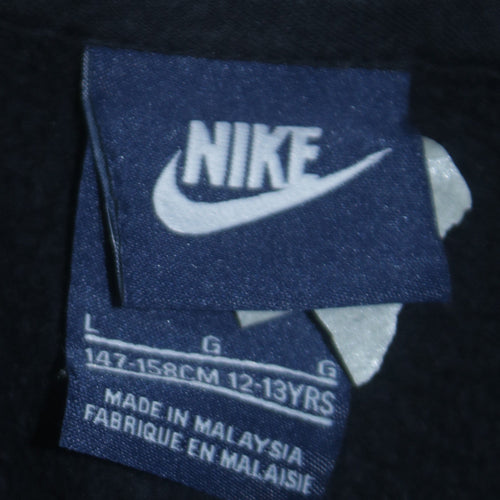 Nike Boys Black Full Zip Hoodie 12-13 Years Lined Cotton Blend Sportswear
