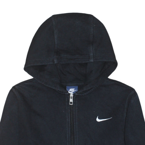 Nike Boys Black Full Zip Hoodie 12-13 Years Lined Cotton Blend Sportswear