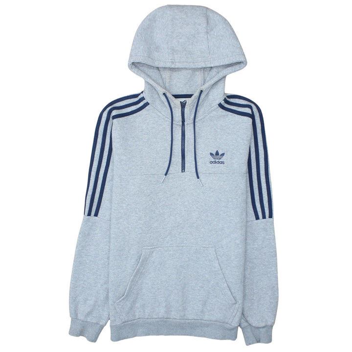 Adidas Mens Grey 1/2 Zip Hooded Sweatshirt S Regular Fit