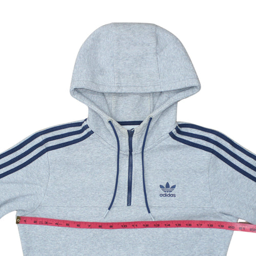 Adidas Mens Grey 1/2 Zip Hooded Sweatshirt S Regular Fit