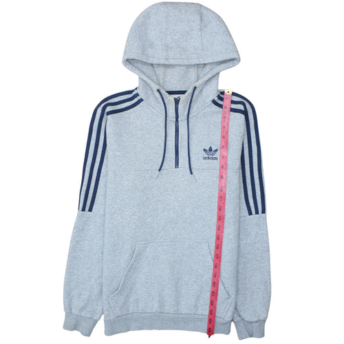 Adidas Mens Grey 1/2 Zip Hooded Sweatshirt S Regular Fit