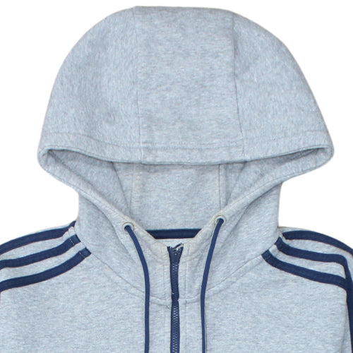 Adidas Mens Grey 1/2 Zip Hooded Sweatshirt S Regular Fit