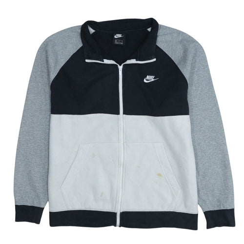 Nike Men's Grey Full Zip Sweatshirt XL Lightweight Logo Fleece