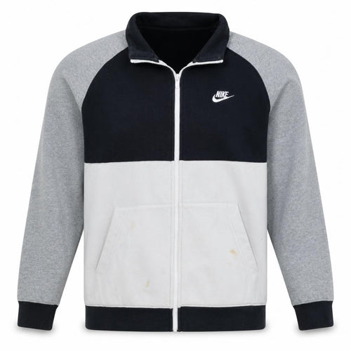 Nike Men's Grey Full Zip Sweatshirt XL Lightweight Logo Fleece