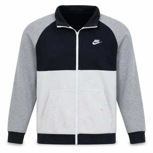 Front view of Nike Men's Grey Full Zip Sweatshirt XL Lightweight Logo Fleece