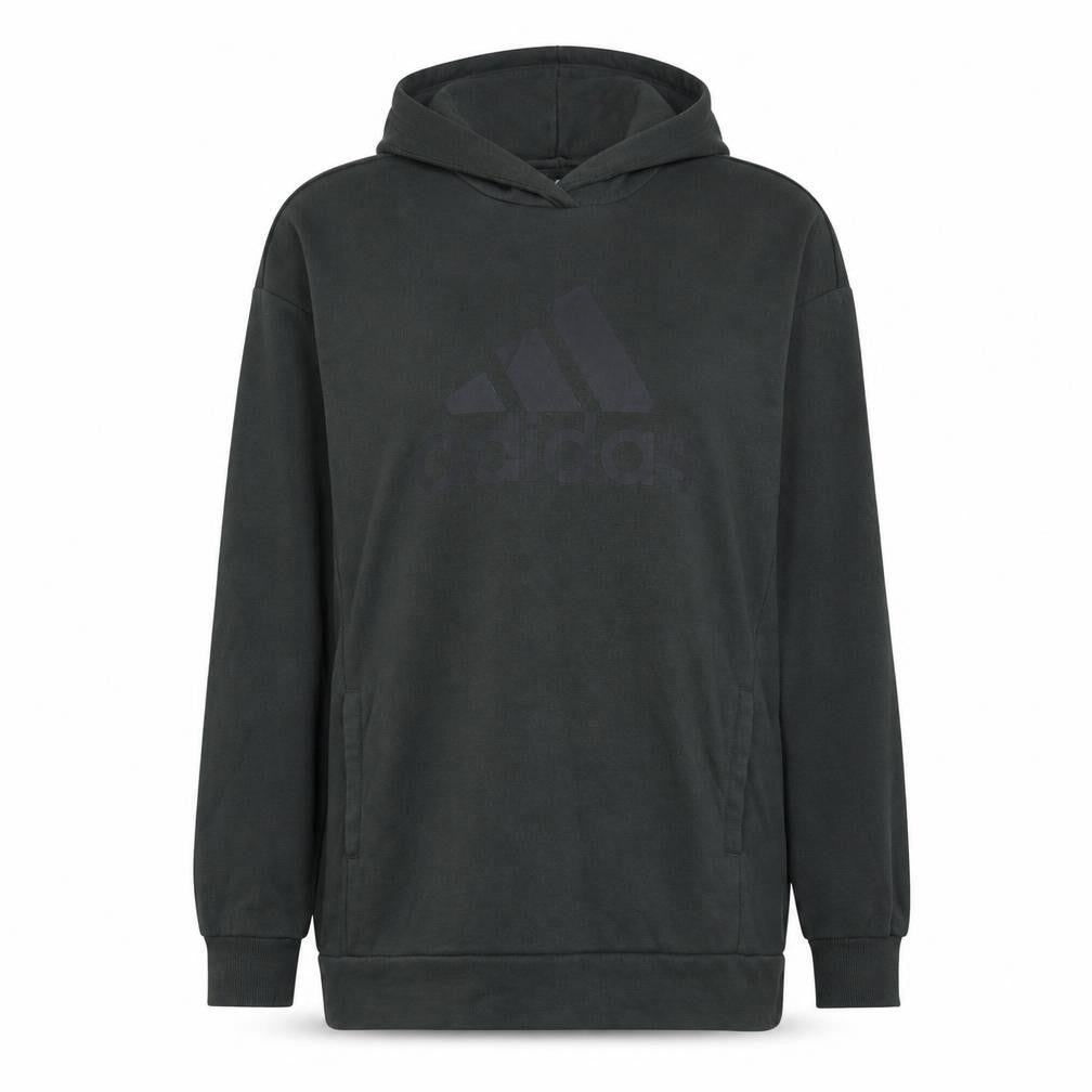 Front view of Adidas Women’s Black Pullover Hoodie Sweatshirt, size M, 12-14