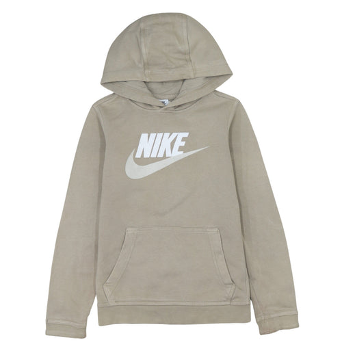 Nike Boys Beige Pullover Hoodie L 147-158cm Long Sleeve Graphic Logo