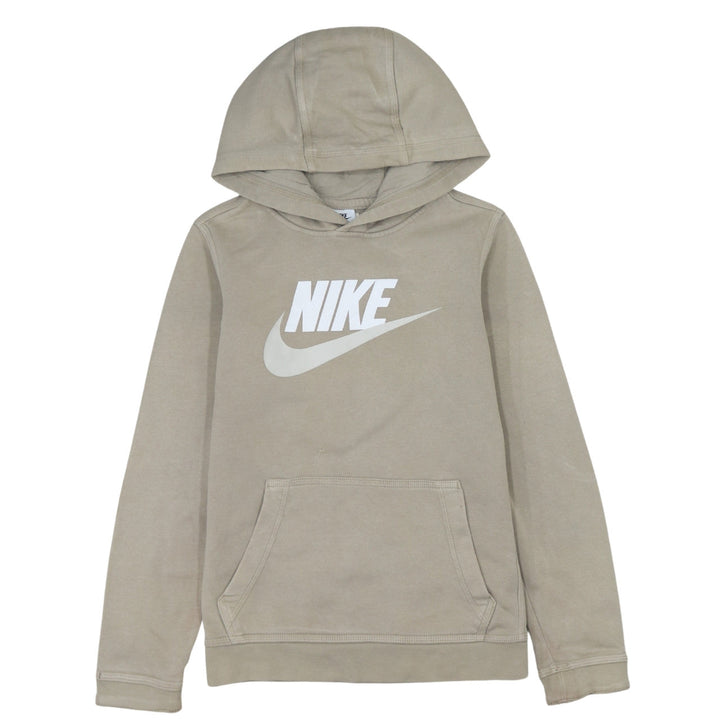 Nike Boys Beige Pullover Hoodie L 147-158cm Long Sleeve Graphic Logo