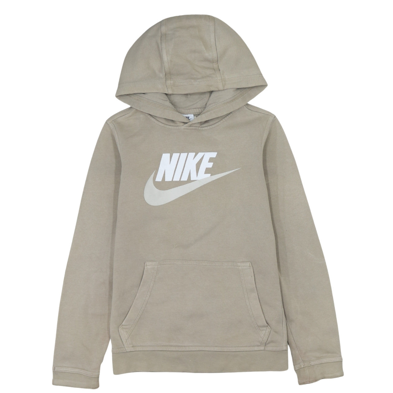 Nike Boys Beige Pullover Hoodie L 147-158cm Long Sleeve Graphic Logo