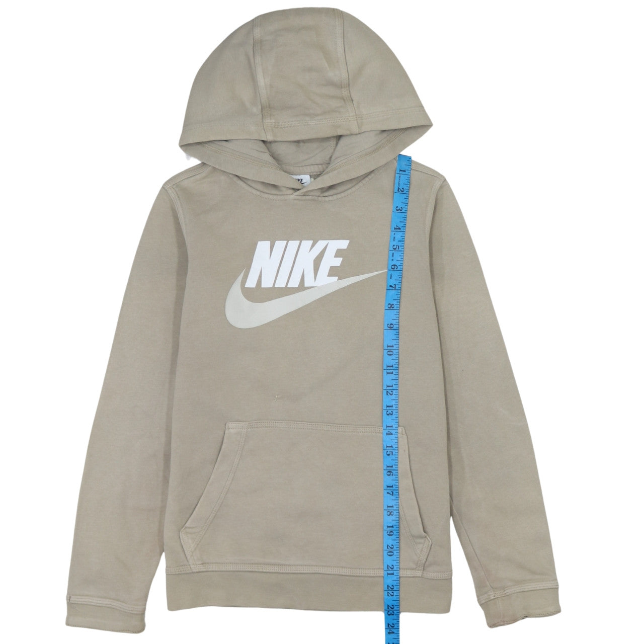Nike Boys Beige Pullover Hoodie L 147-158cm Long Sleeve Graphic Logo