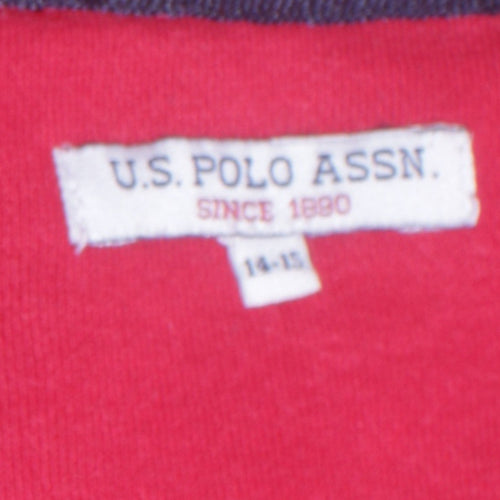 U.S. Polo Assn. Boys Red Pullover Hoodie 14-15 Years Cotton Blend Casual