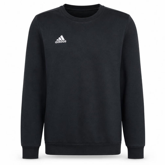Front view of Adidas Men's Black XS Crew Neck Pullover Logo Sweatshirt