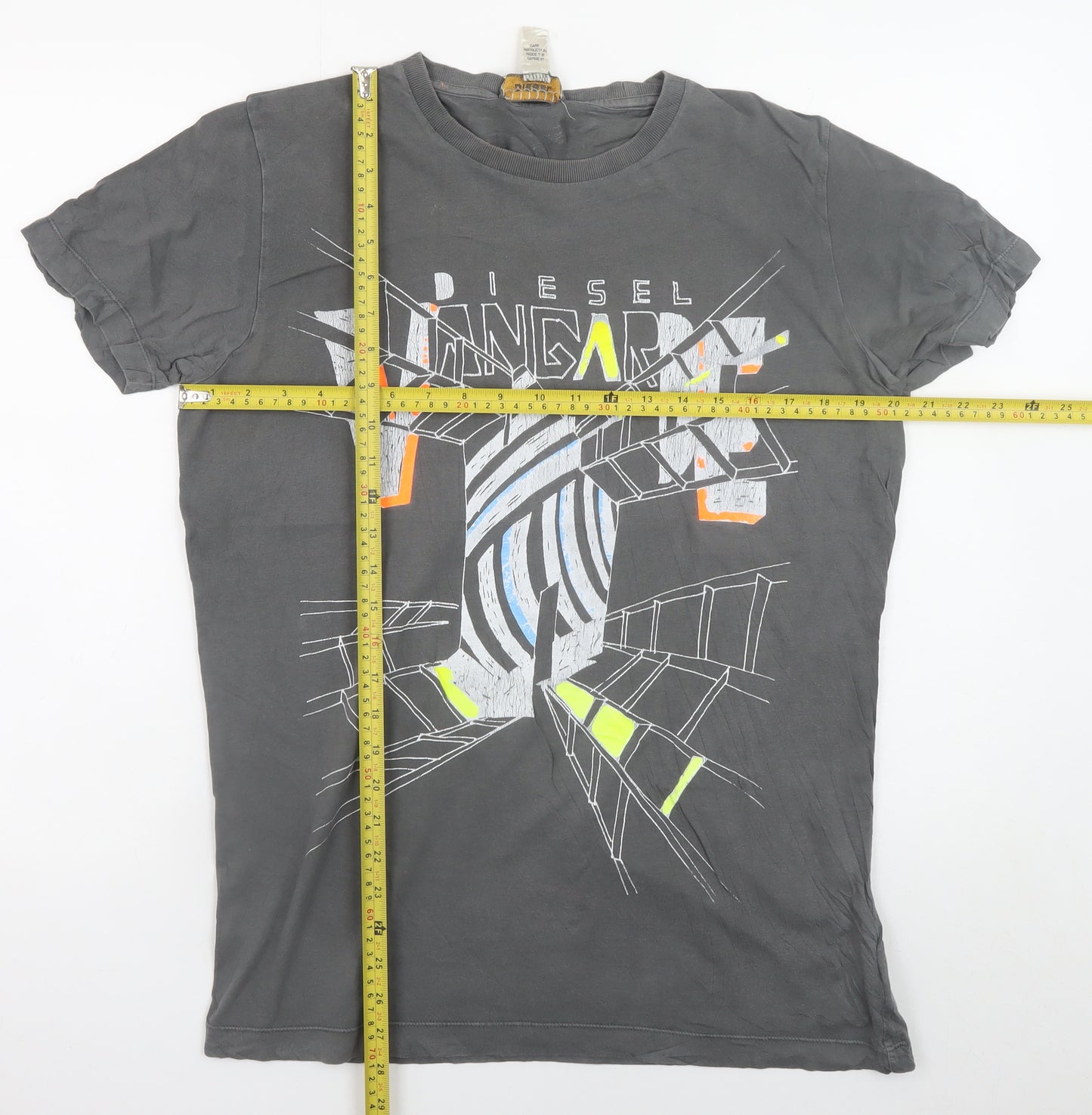 Diesel Men's Grey Graphic Print Cotton T-Shirt Size L