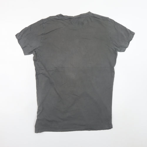 Diesel Men's Grey Graphic Print Cotton T-Shirt Size L