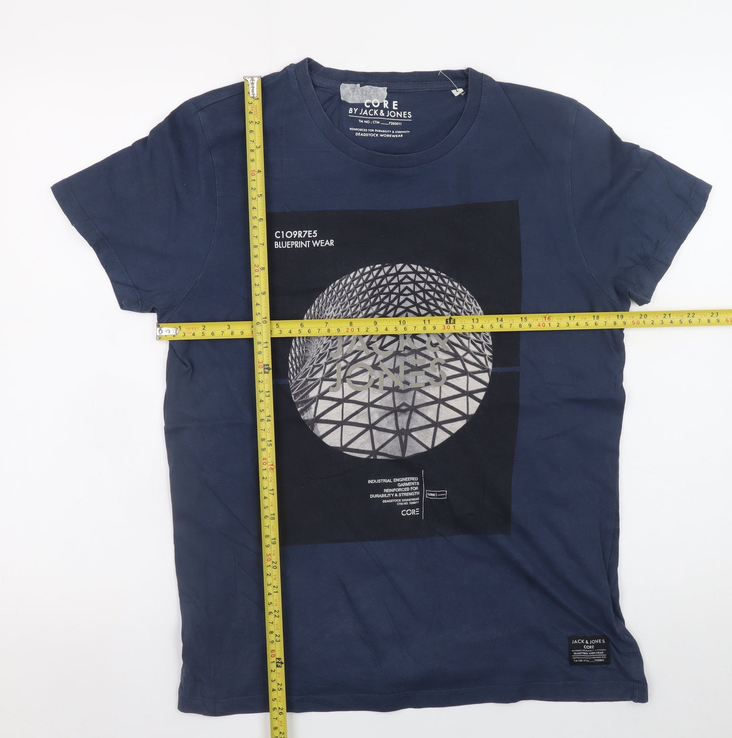 Jack & Jones Men's Blue Graphic Print Crew Neck T-Shirt Size L