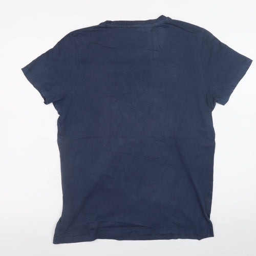 Jack & Jones Men's Blue Graphic Print Crew Neck T-Shirt Size L