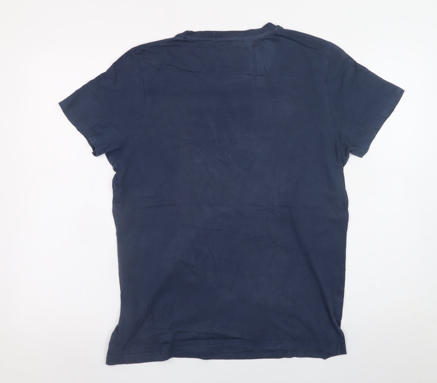 Jack & Jones Men's Blue Graphic Print Crew Neck T-Shirt Size L