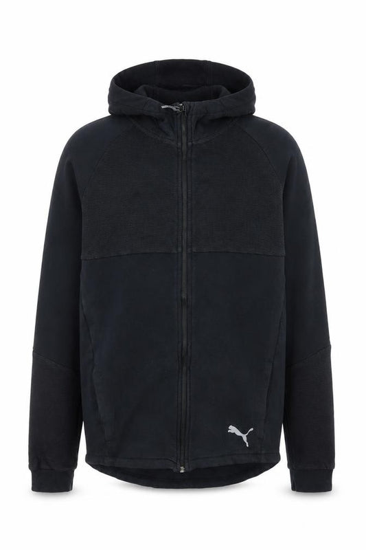 Front view of Puma Teens Black 2XL Full Zip Hoodie with Logo
