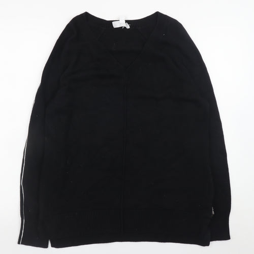 The White Company Women Black M V-Neck Pullover Jumper
