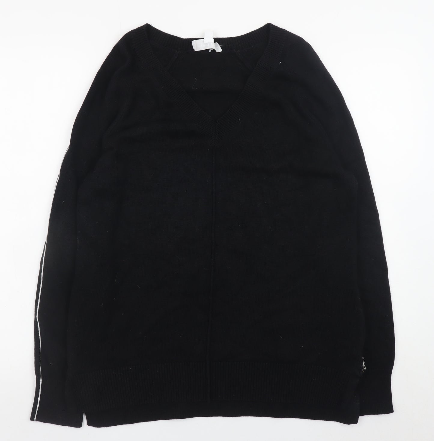 The White Company Women Black M V-Neck Pullover Jumper