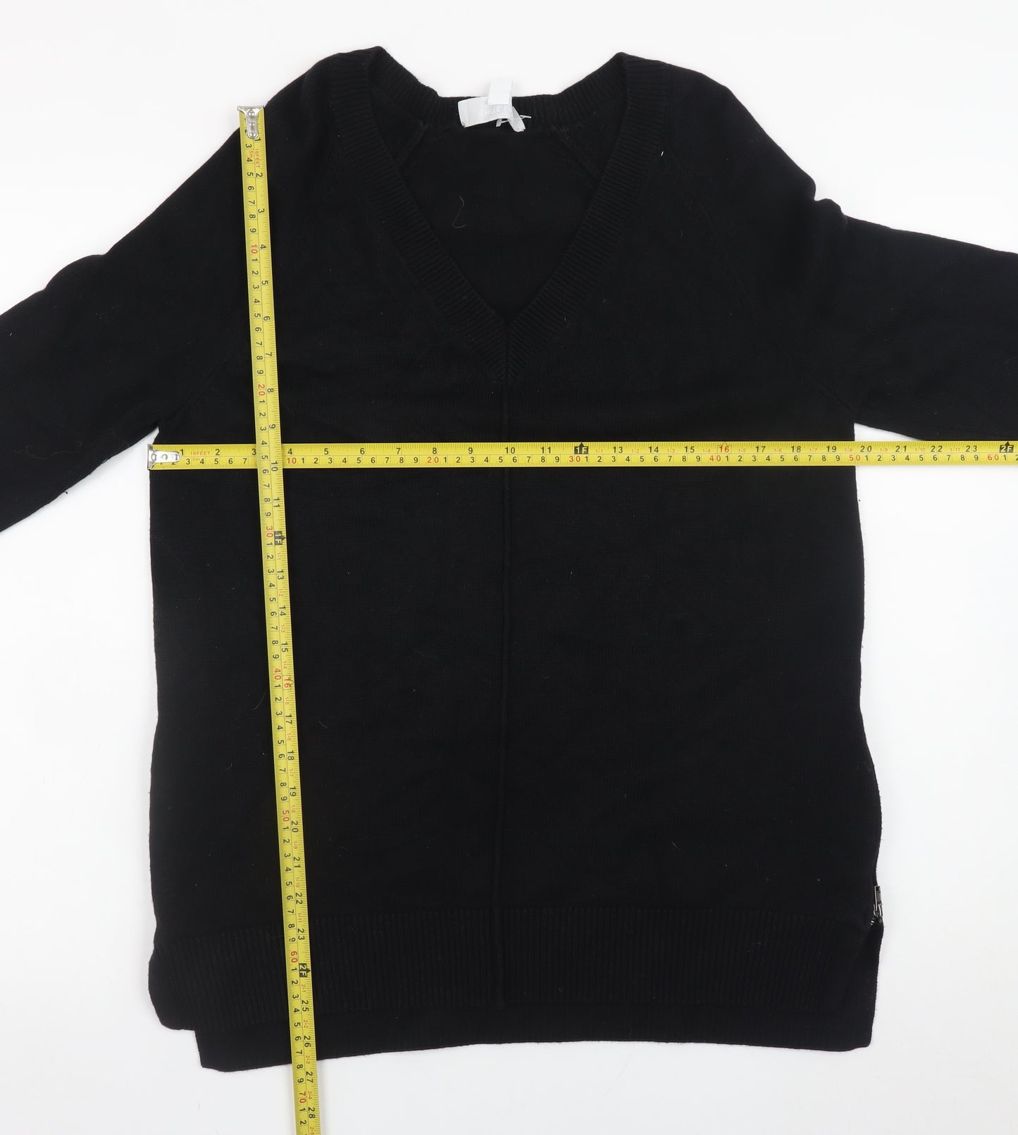 The White Company Women Black M V-Neck Pullover Jumper