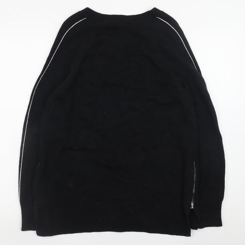 The White Company Women Black M V-Neck Pullover Jumper