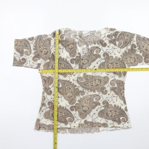 Select Womens Beige Paisley Tunic Blouse Size 18 Short Sleeve Top