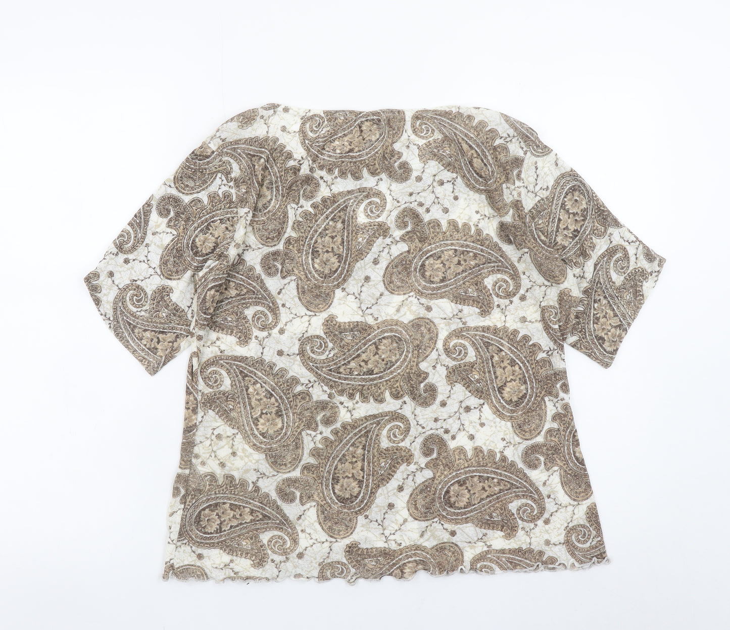 Select Womens Beige Paisley Tunic Blouse Size 18 Short Sleeve Top