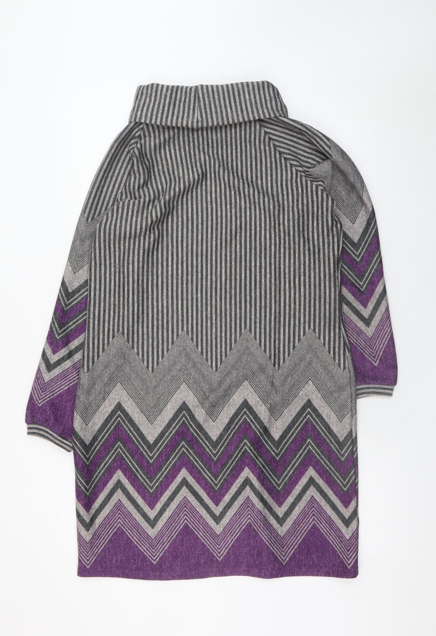 Klass Women Grey Purple Chevron Knit Shift Dress M