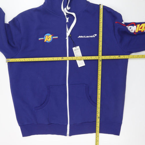 McLaren Mens Blue Full Zip Hoodie XXL Racing Graphic Sweatshirt