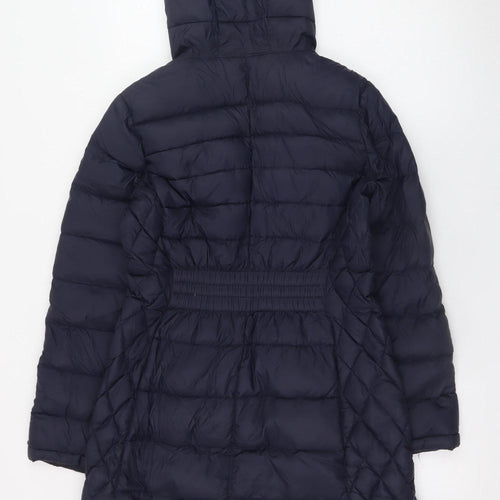 Michael Kors Women's Blue Long Hooded Down Puffer Coat Size S