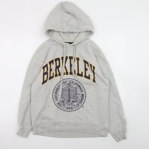 Zara Men Grey Berkeley Pullover Hoodie S Graphic Print