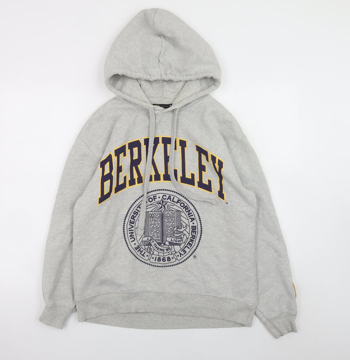 Zara Men Grey Berkeley Pullover Hoodie S Graphic Print