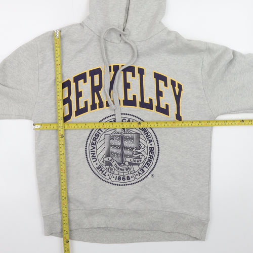 Zara Men Grey Berkeley Pullover Hoodie S Graphic Print