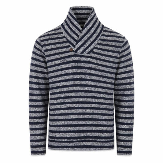 Front view of Gap Kids Navy Grey Striped Pullover Sweatshirt 10-11 Years
