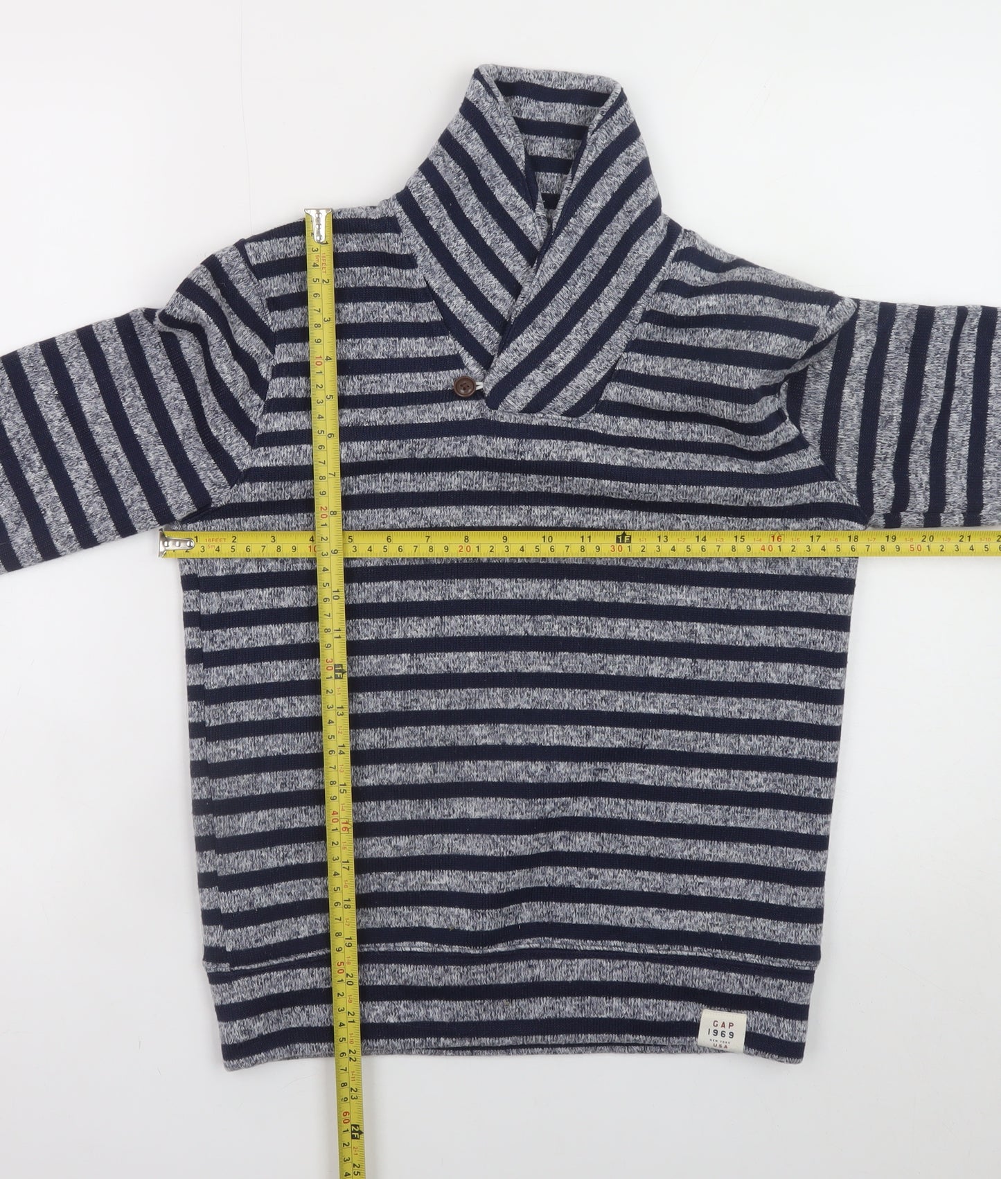 GAP Kids Navy Grey Striped Pullover Sweatshirt 10-11 Years