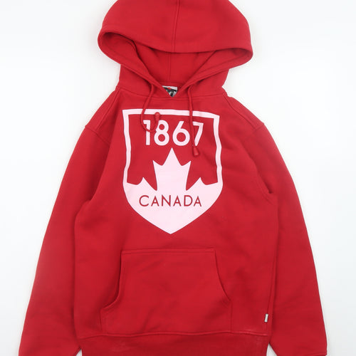 TM Blenz Men's Red Pullover Hoodie Small Canada Logo Fleece